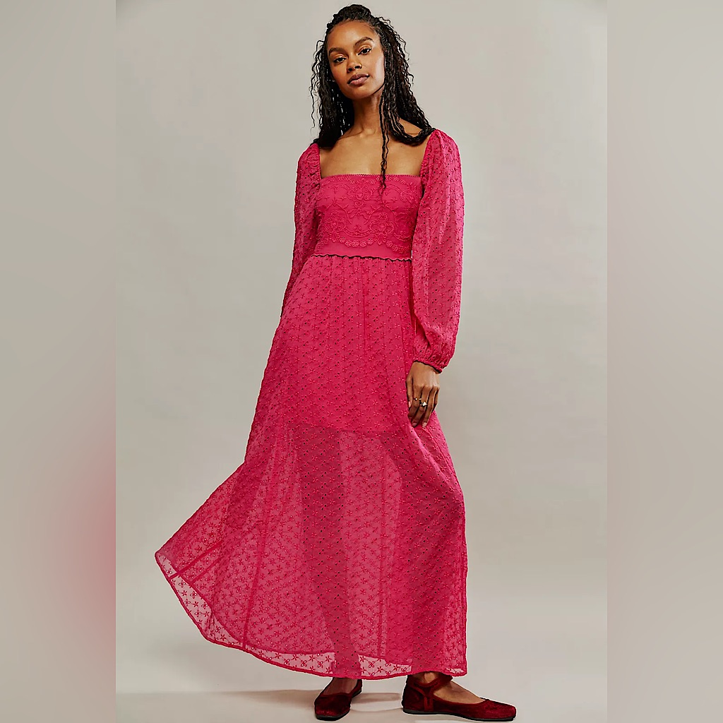 New Free People Malina Maxi Dress In Strangelove Pink